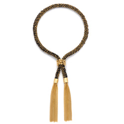 Black and Gold Mykonos Tassel Bracelet