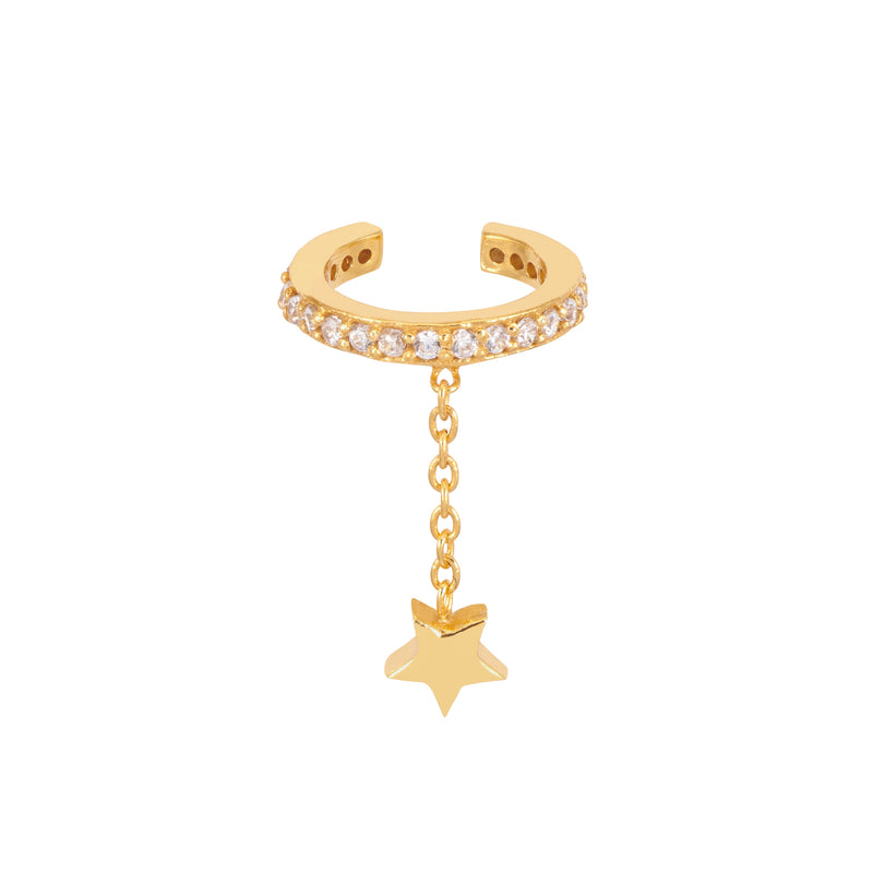 Gold & White Zircon Star Ear Cuff